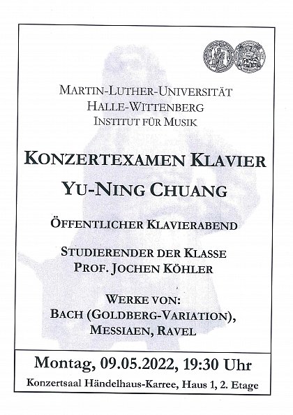 Konzertexamen Klavier am 09.05.22